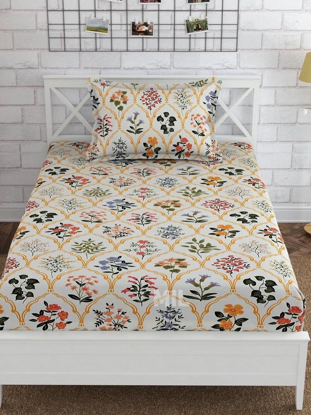 Innovative Edge Yellow 160 TC Single Bedsheet with 1 Pillow Covers