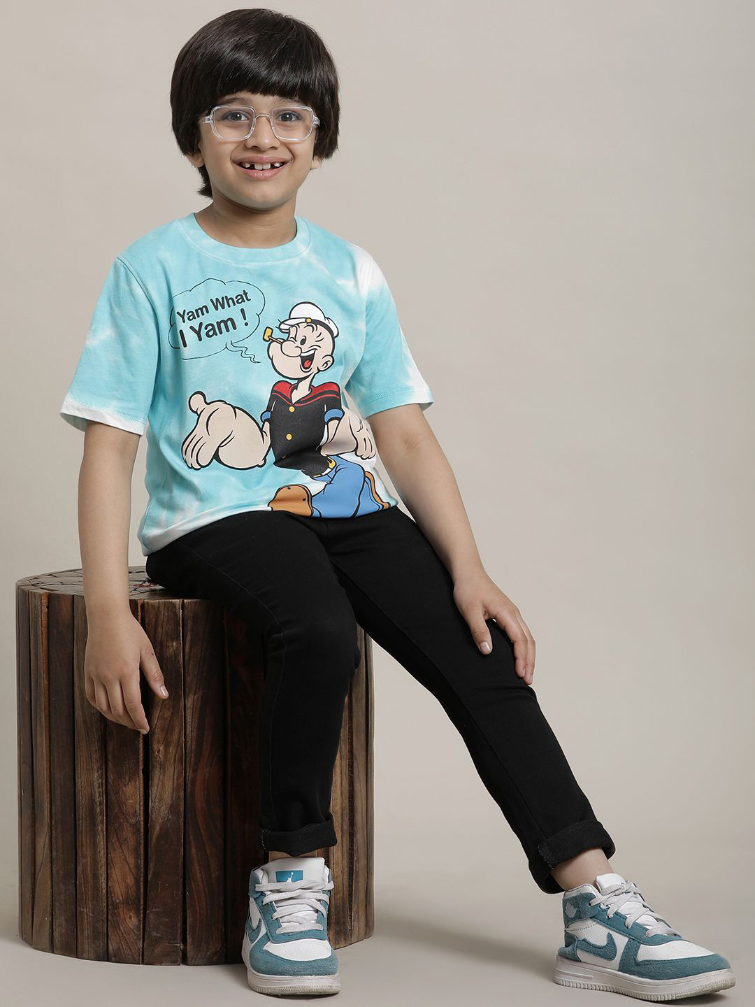 Kids Ville Boys Pack of 2 Popeye Printed Pure Cotton T-shirts