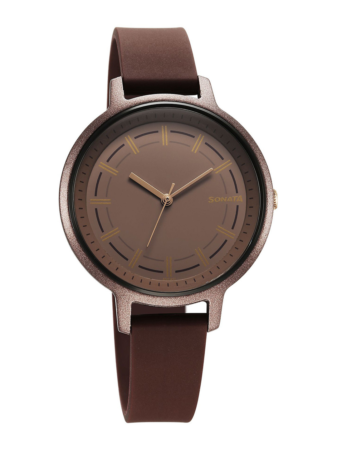 Sonata Splash Women Brass Round Dial Analogue Watch 87049PP19W