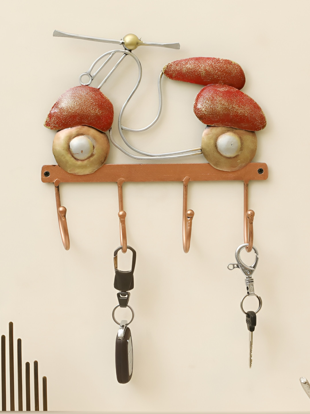 vedas Victor Red Scooter Key Holder With 4 Hooks
