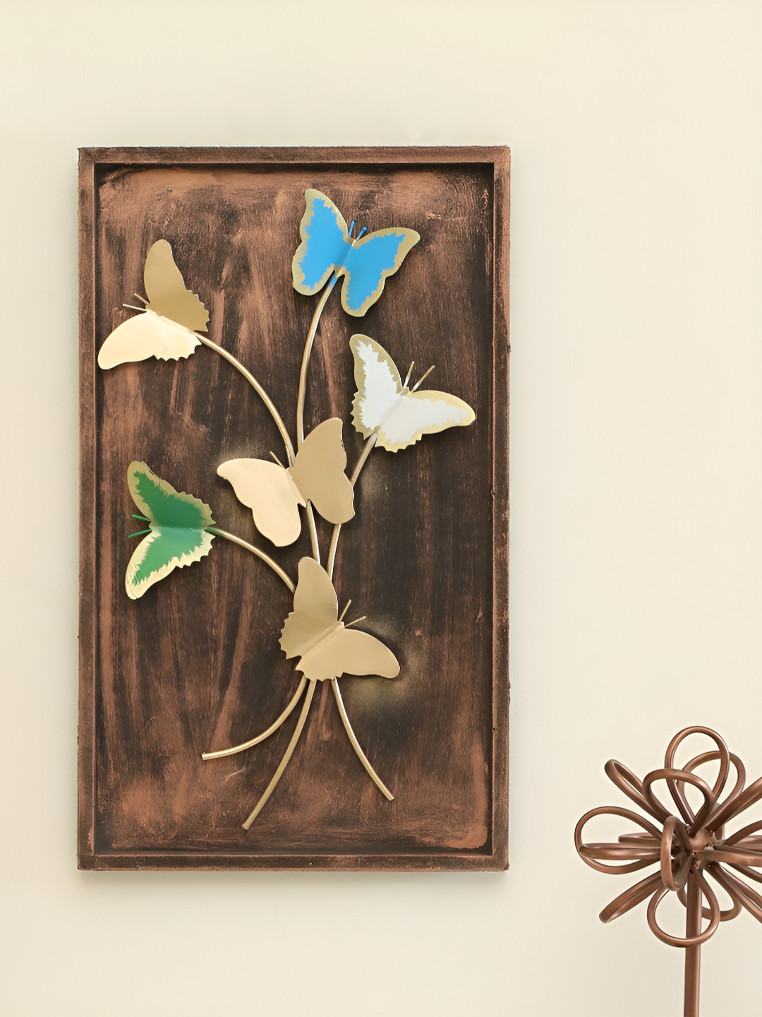 vedas Butterfly, W-Tora Metal Floral Matte Hanging Hall Wall Hangings-12In