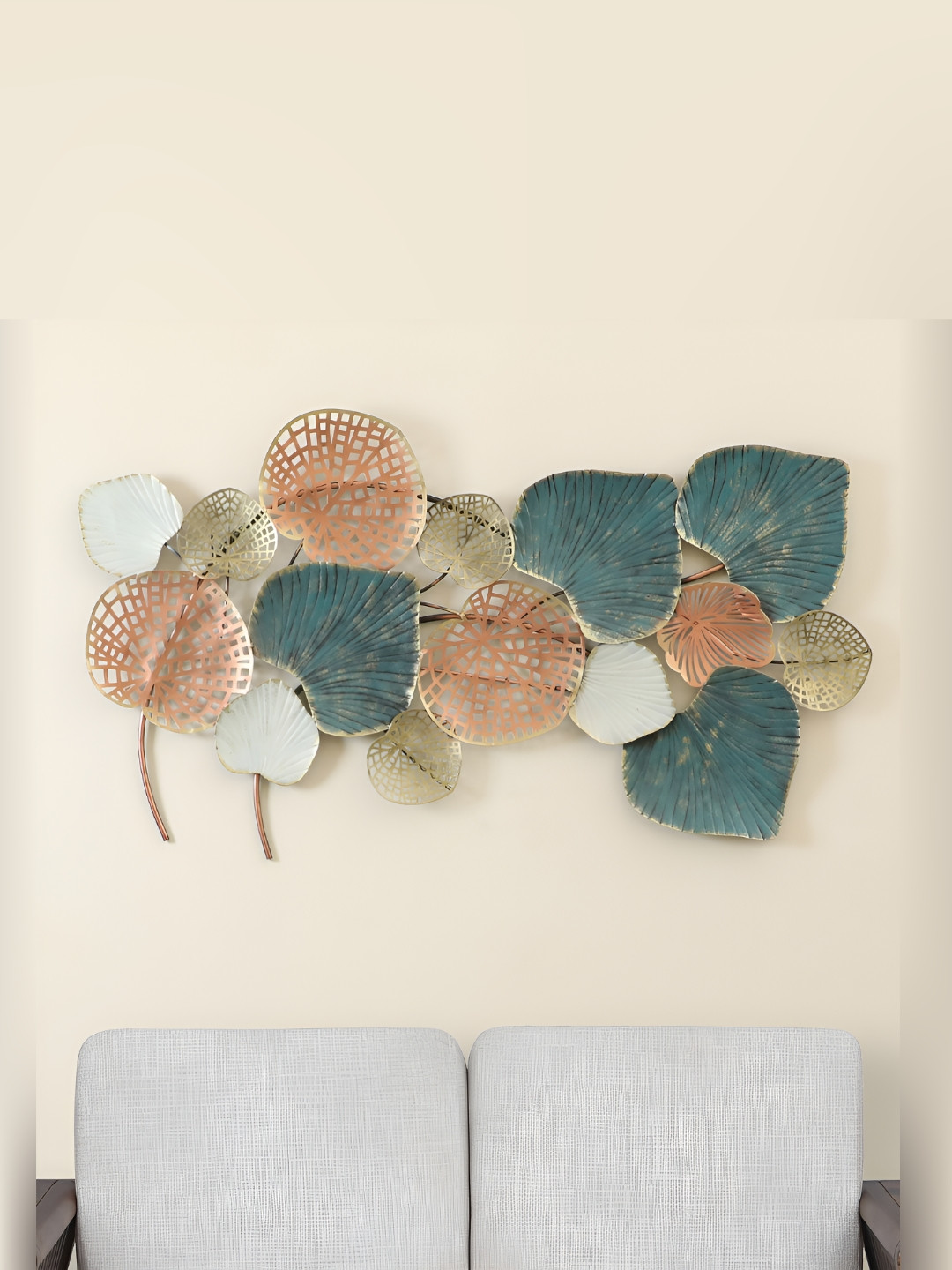 vedas Leaf Metal Matte Hanging Hall Wall Hangings-27.2In