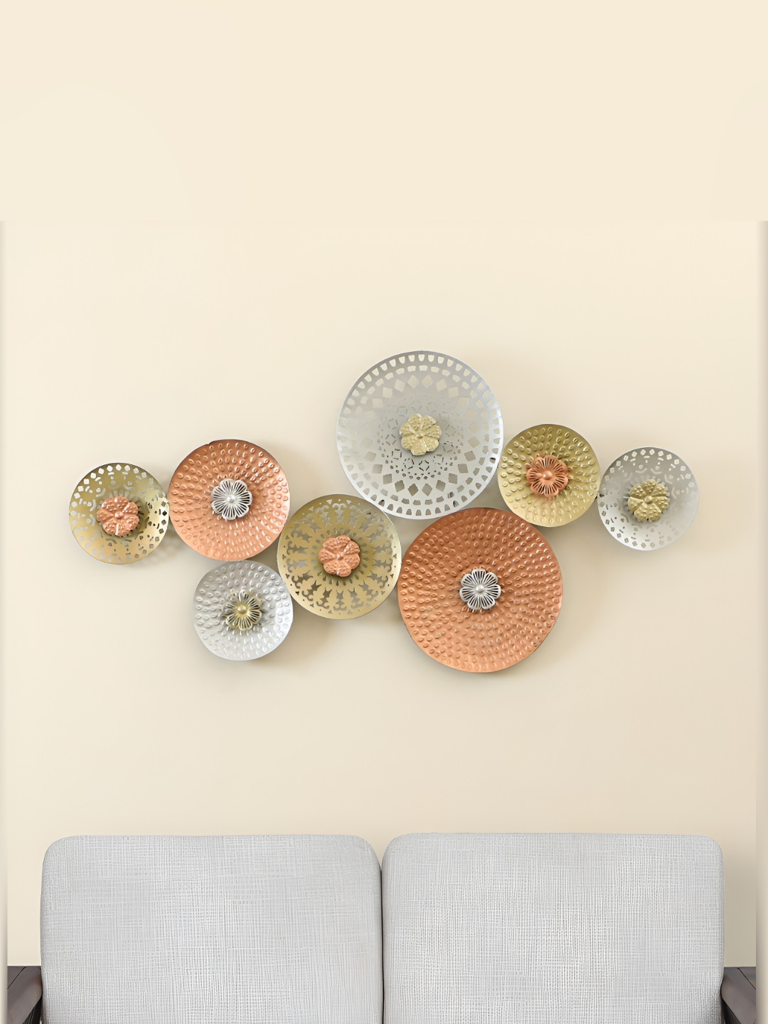 vedas Abstract , W-Chakra Metal Glossy Hanging Hall -3In