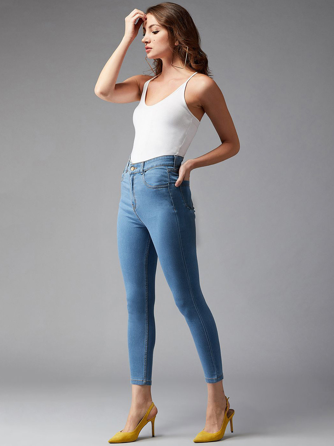 DOLCE CRUDO Attempt Adventure Women Blue Clean Look High-Rise Skinny Fit Stretchable Jeans
