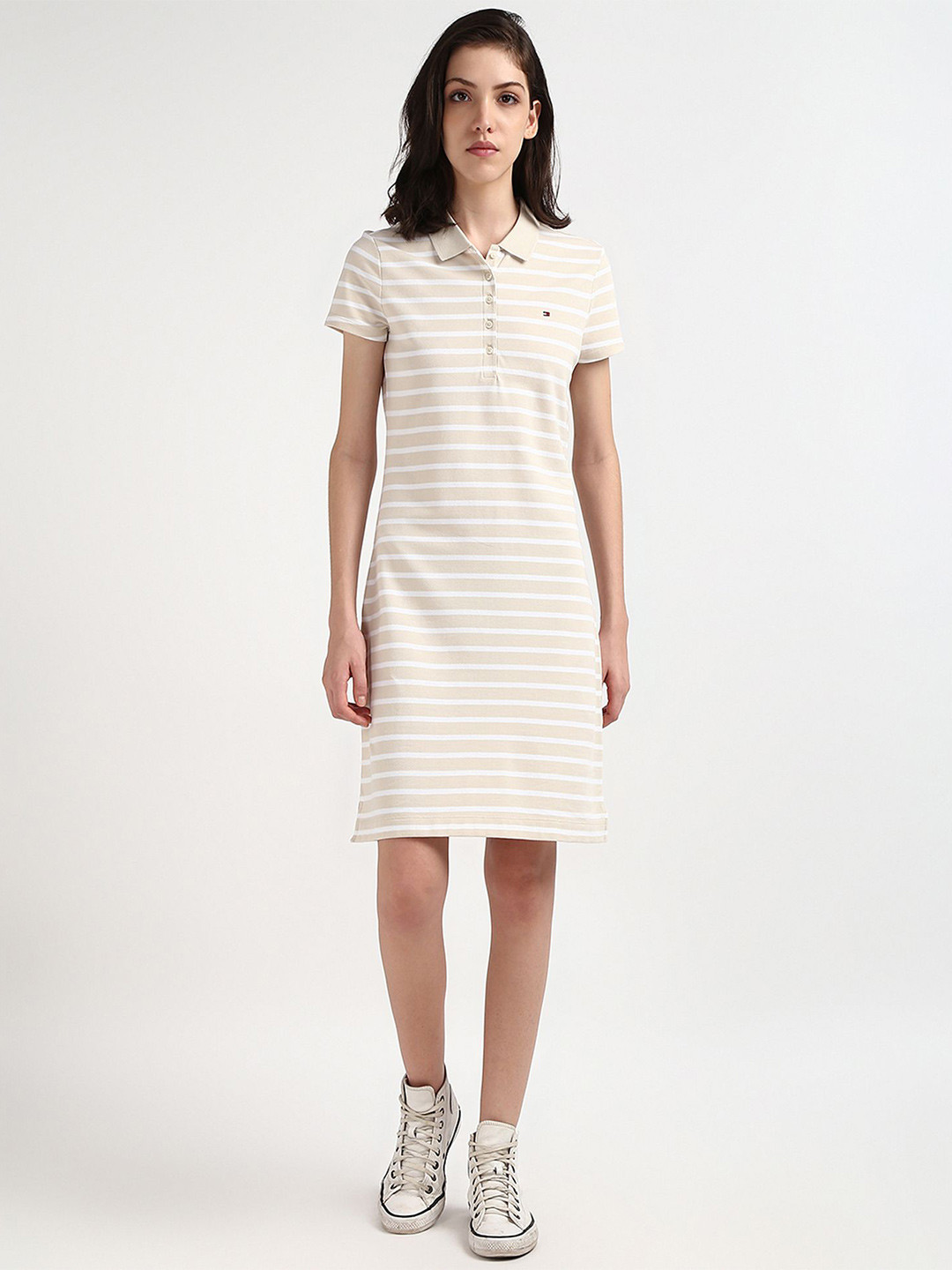 Tommy Hilfiger Striped Shirt Collar Short Sleeves T-shirt  Dress