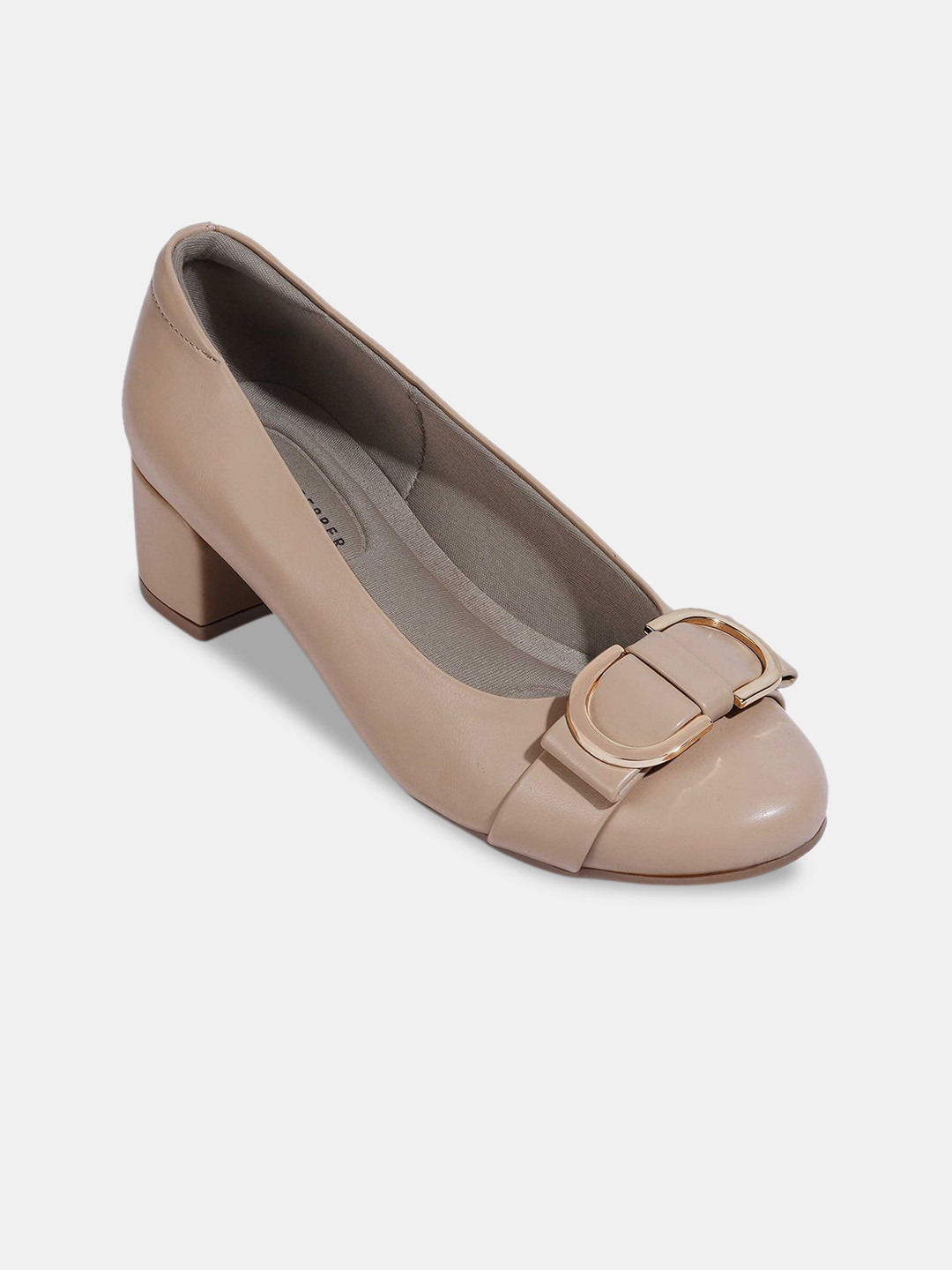 LEMON & PEPPER Round Toe Block Heeled Pumps