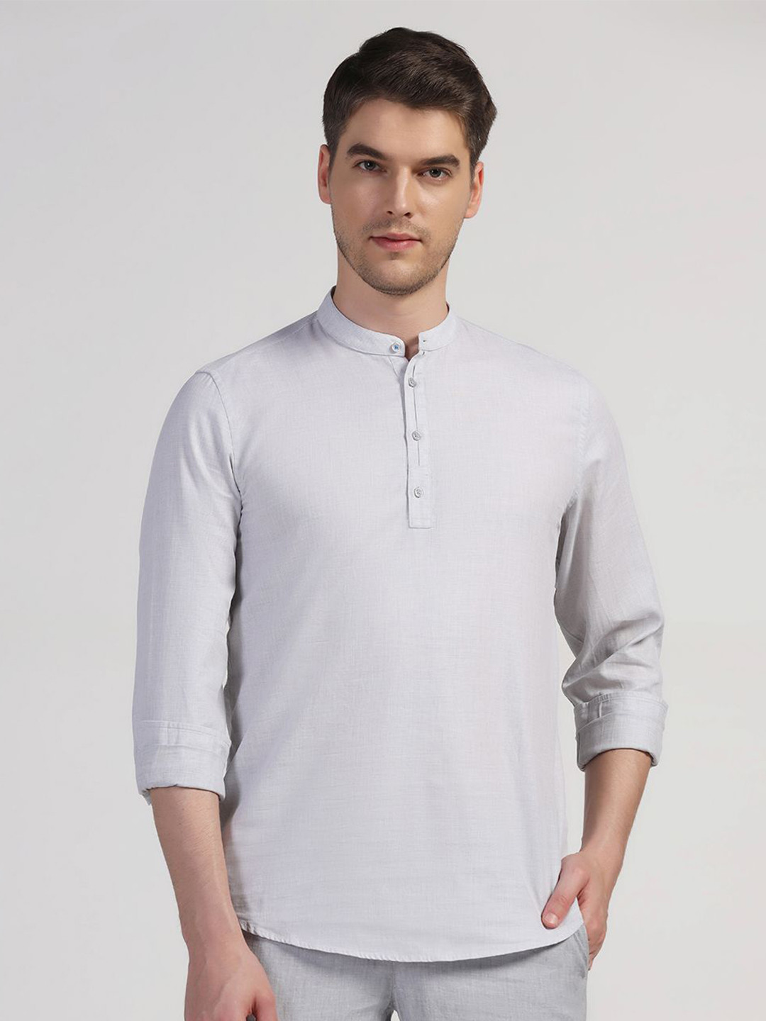 Blackberrys Henley Neck Long Sleeves Slim Fit Cotton Casual Shirt