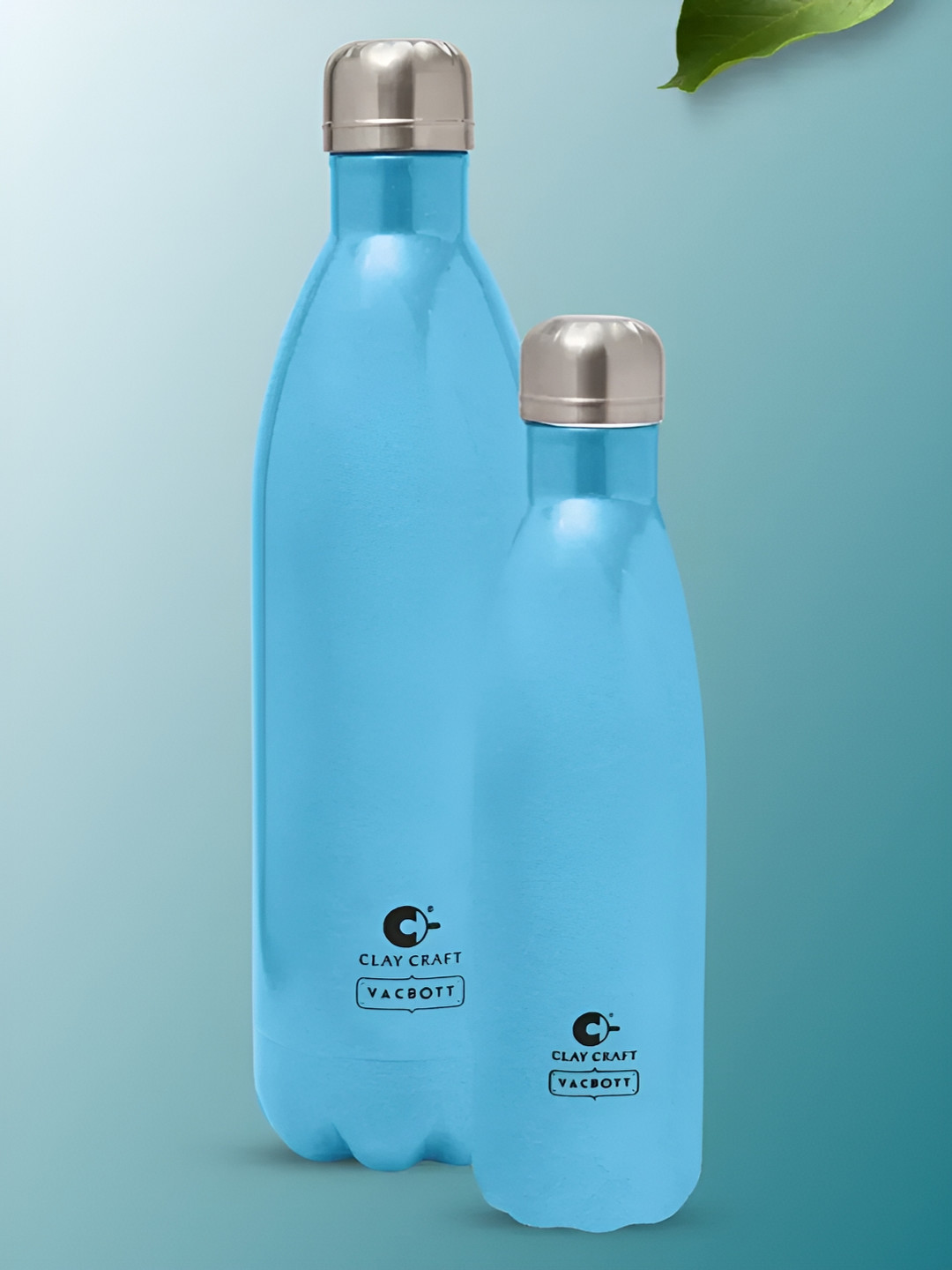 CLAY CRAFT Vacbott Brand Logo Stainless Steel Double Wall Vacuum 2 Pcs Water Bottle - 1L