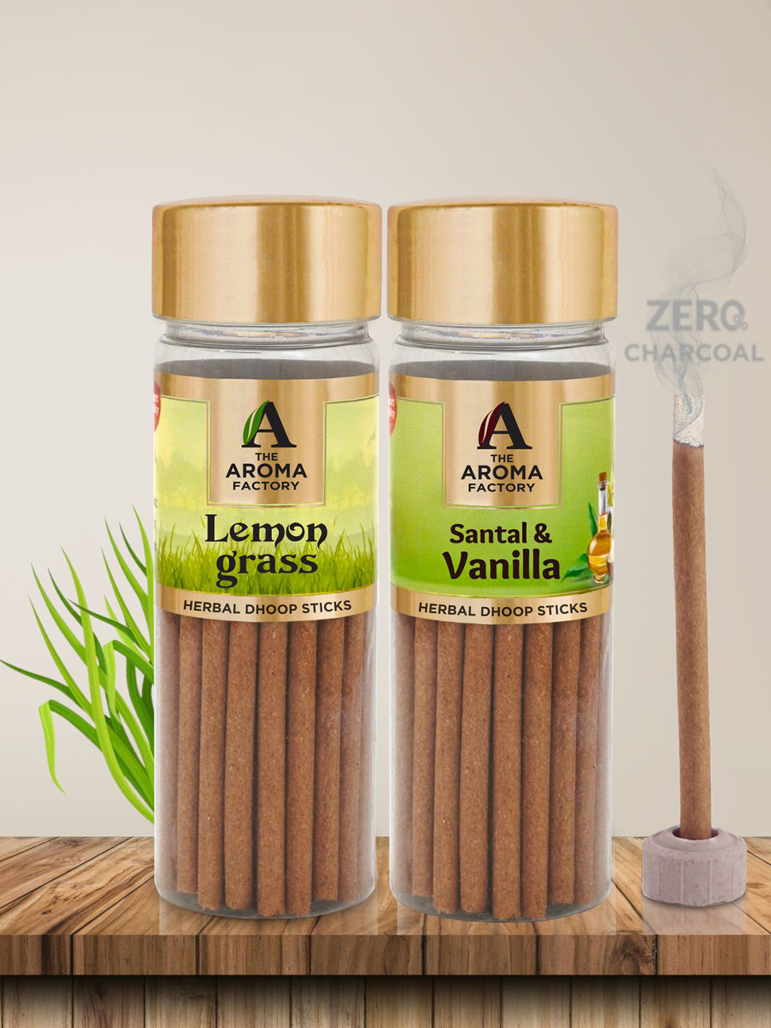 The Aroma Factory 2-Pcs Brown Lemongrass, Santal & Vanilla Dhoopbattis