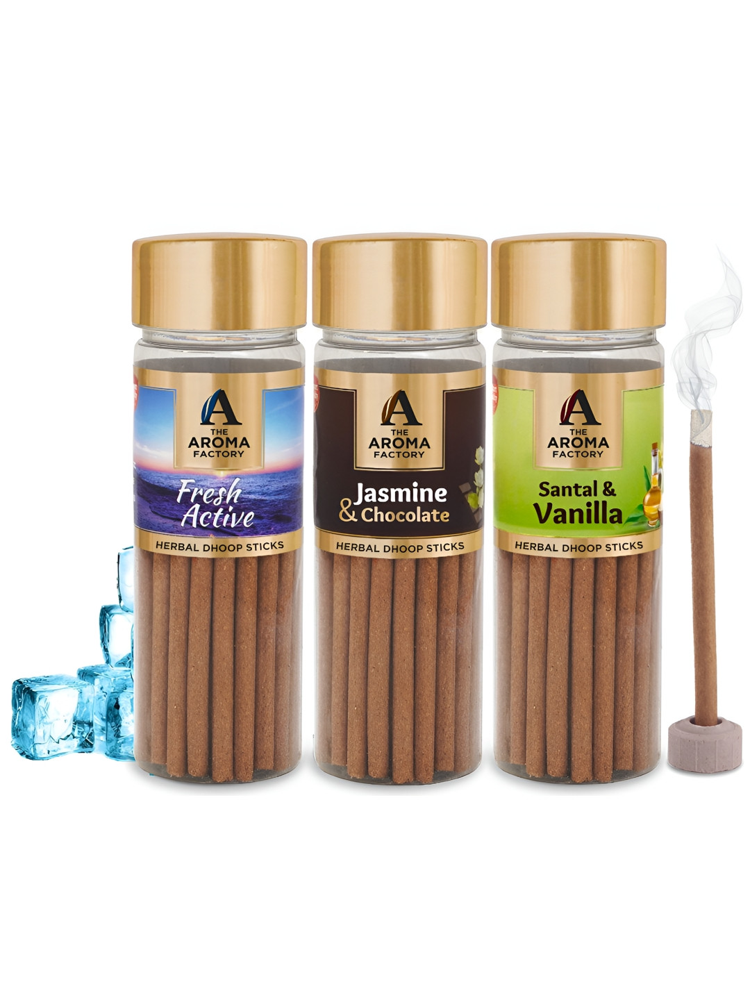 The Aroma Factory 3-Pcs Brown Fresh, Jasmin&Choclate, Santal&Vanla Dhoop Dhoopbattis
