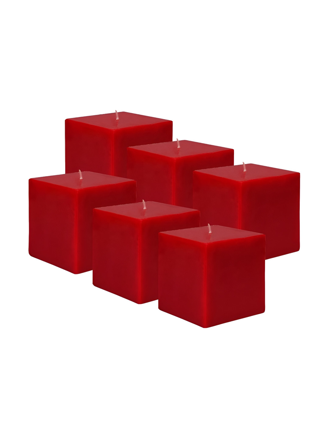 atorakushon Square Shaped 6Pcs Scented 1 Wick Rose Solid Regular Pillar Candles
