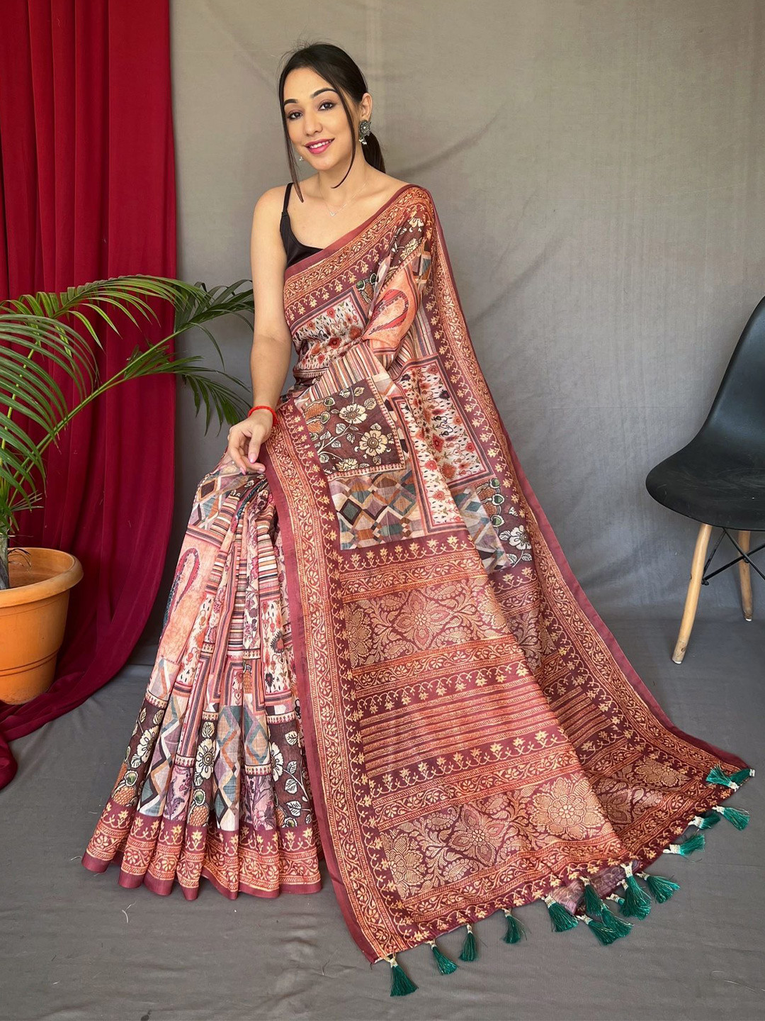 Panzora Kalamkari Digital Print Saree
