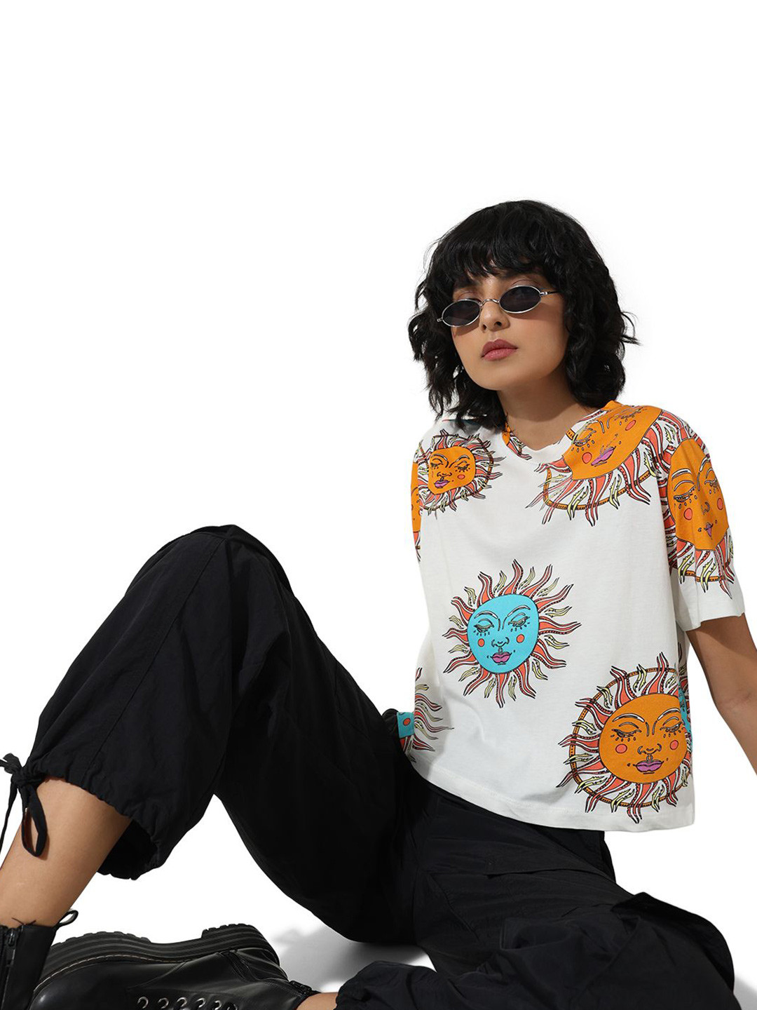 ONLY ONL UEX ARTSY SS TEE J Graphic Printed Drop-Shoulder Sleeves Pure Cotton T-shirt