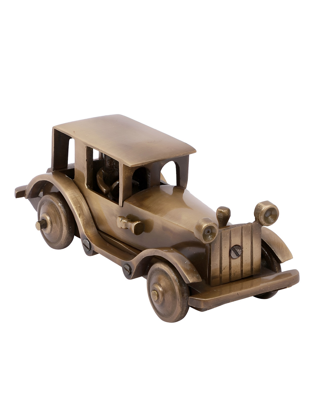 Two Moustaches Vintage Motor Car Brown Brass Metallic Home Office Medium Showpiece - 2.8 Inches
