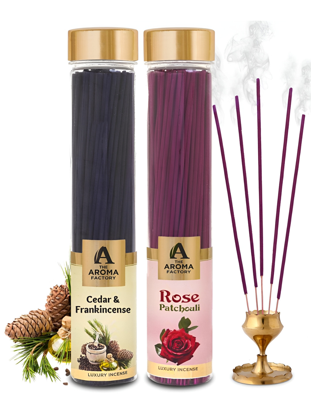 The Aroma Factory 2-pcs Cedar & Frankincense & Rose Patchouli Natural Dhoopbatti