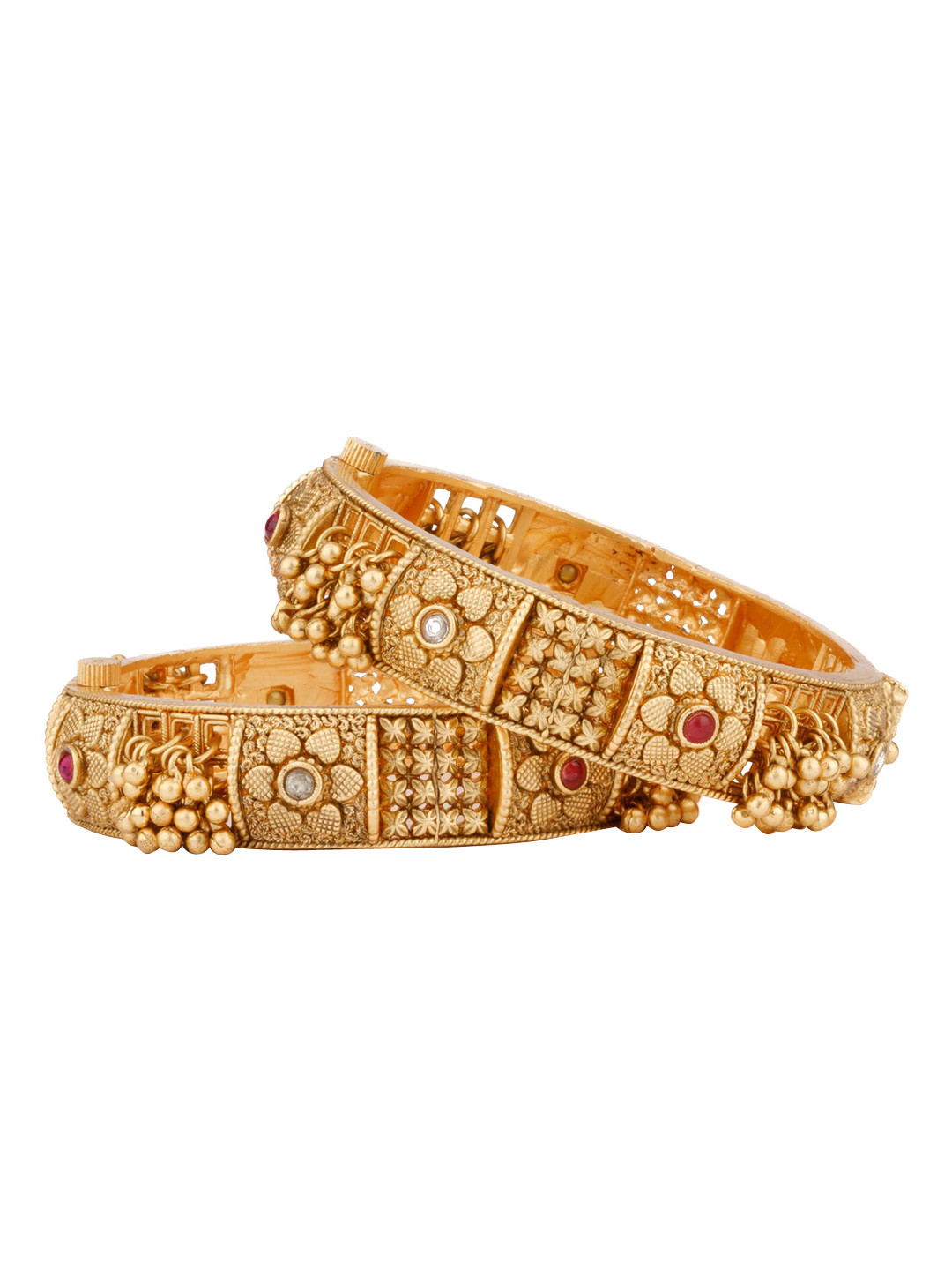 vivinia BY VIDHI MEHRA Set of 2 Gold-Plated Onyx Stone Studded Bangles