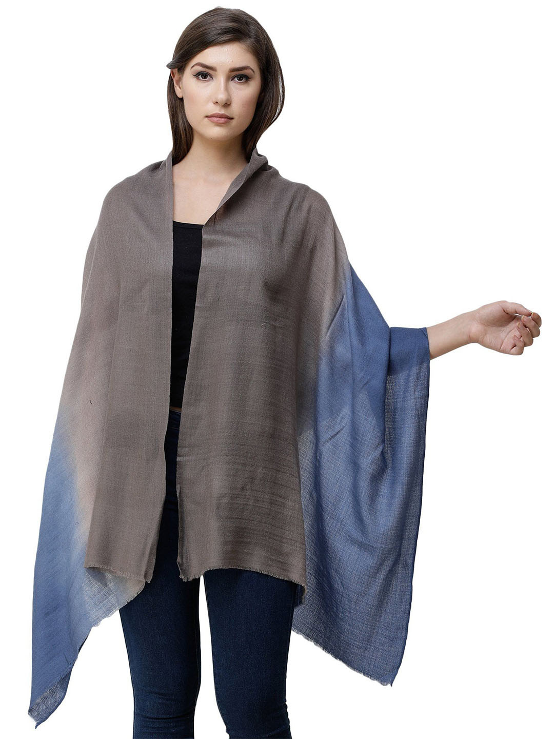 Exotic India Bungee Cord Pure Wool Diamond Weaved Batik-Dyed Stole