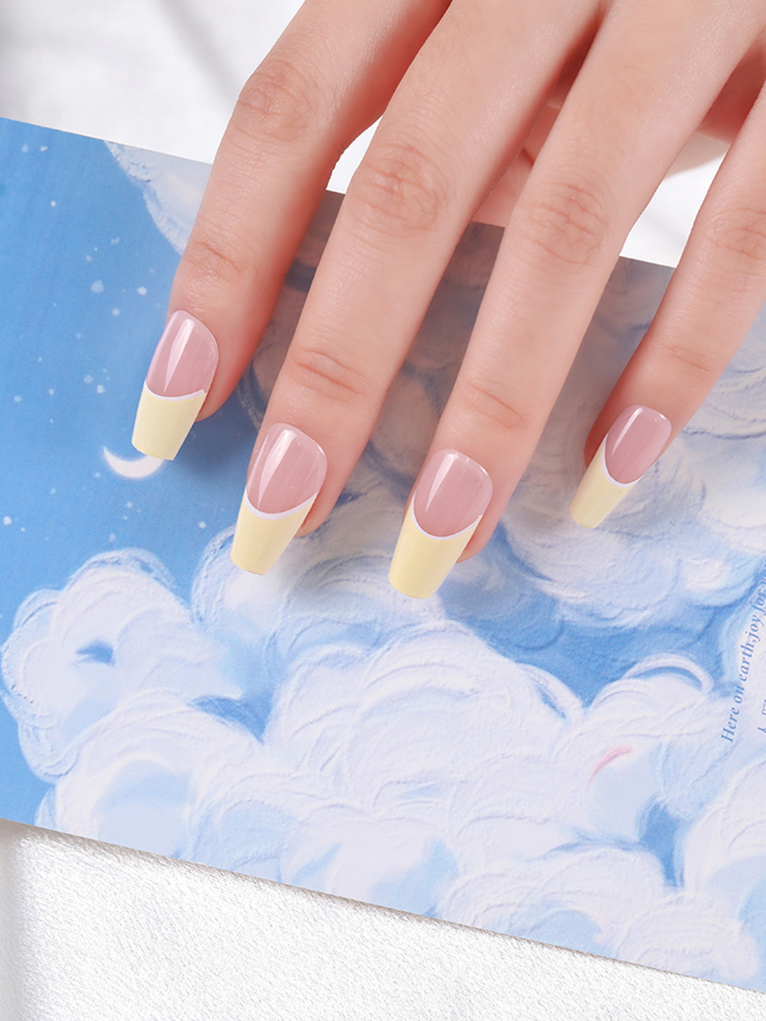 LICK 30 Pcs Glossy long Fake Nail Extension/Artificial Nails/Press On Nails - Nude