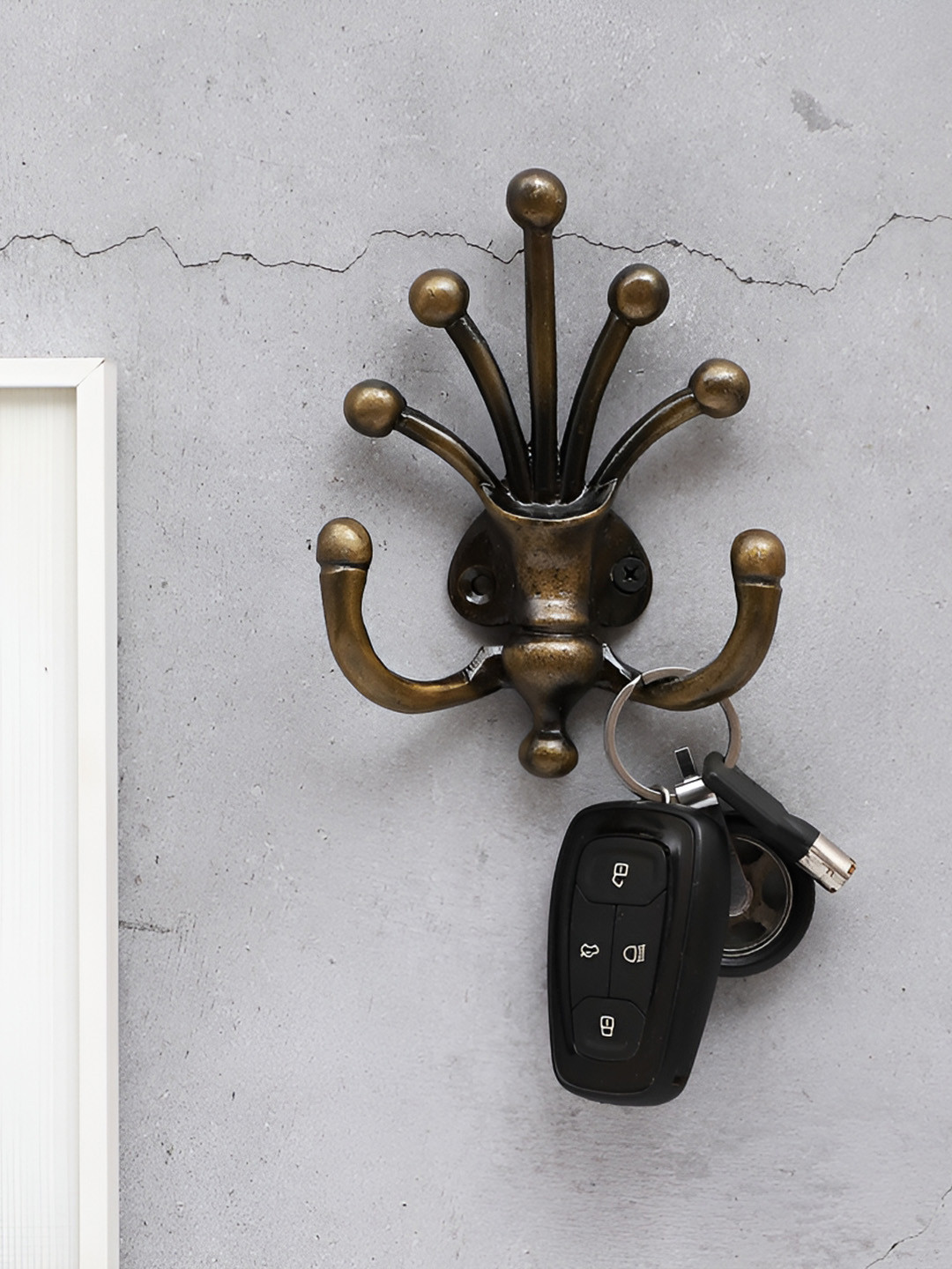 Two Moustaches Brown Gothic Designed Metal Key Holder