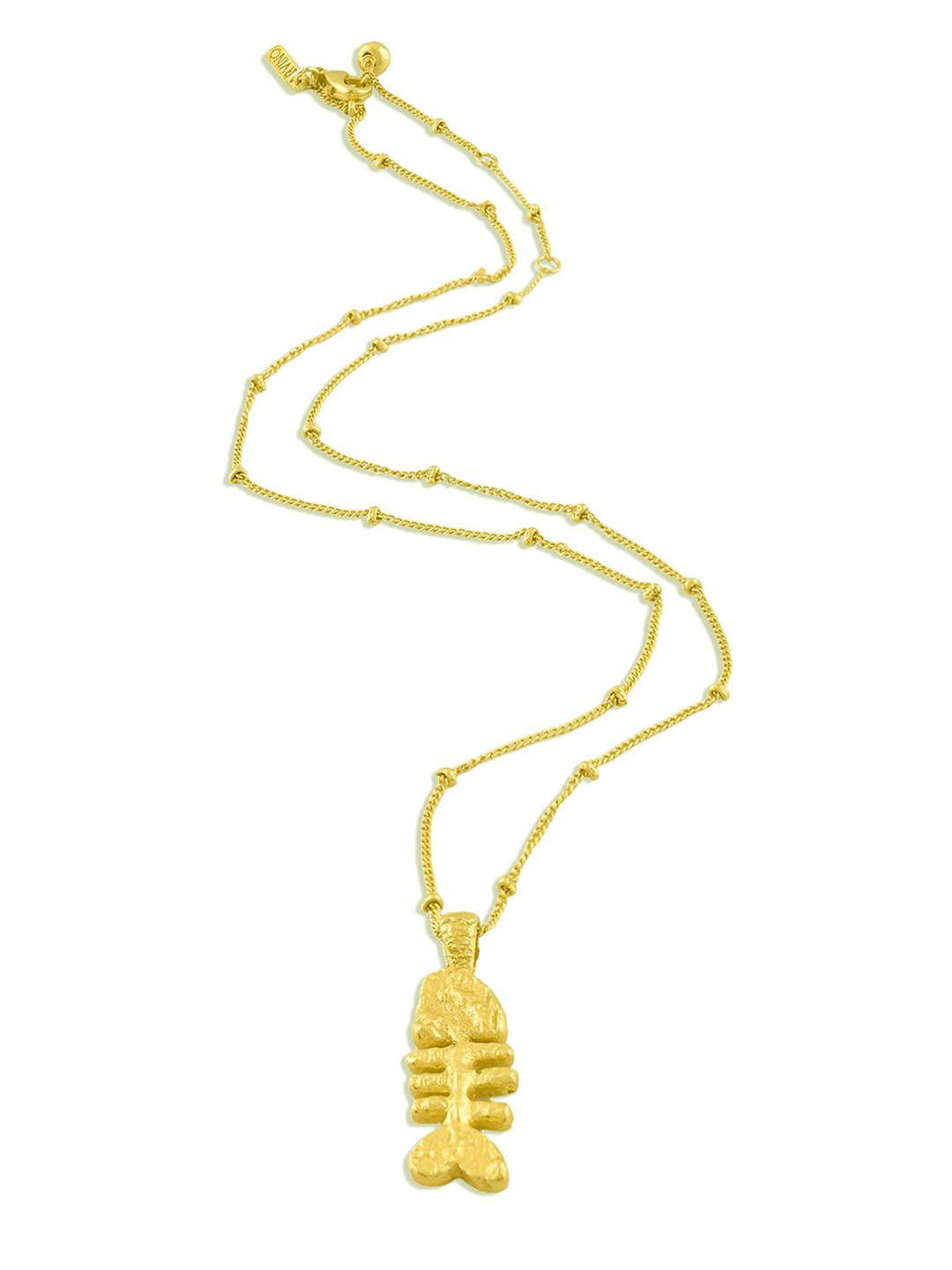 ARVINO Women Gold-Plated Vintage Fish Bone Pendant With Chain