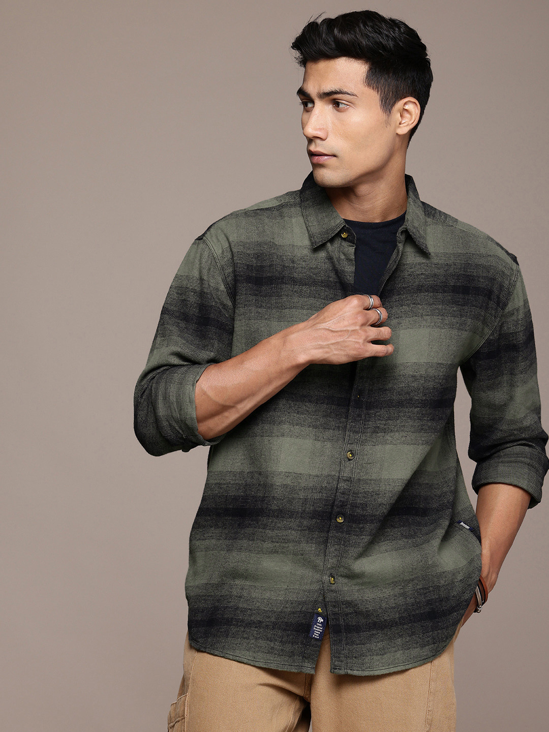 Roadster Men Horizontal Striped Pure Cotton Casual Shirt - Oversized