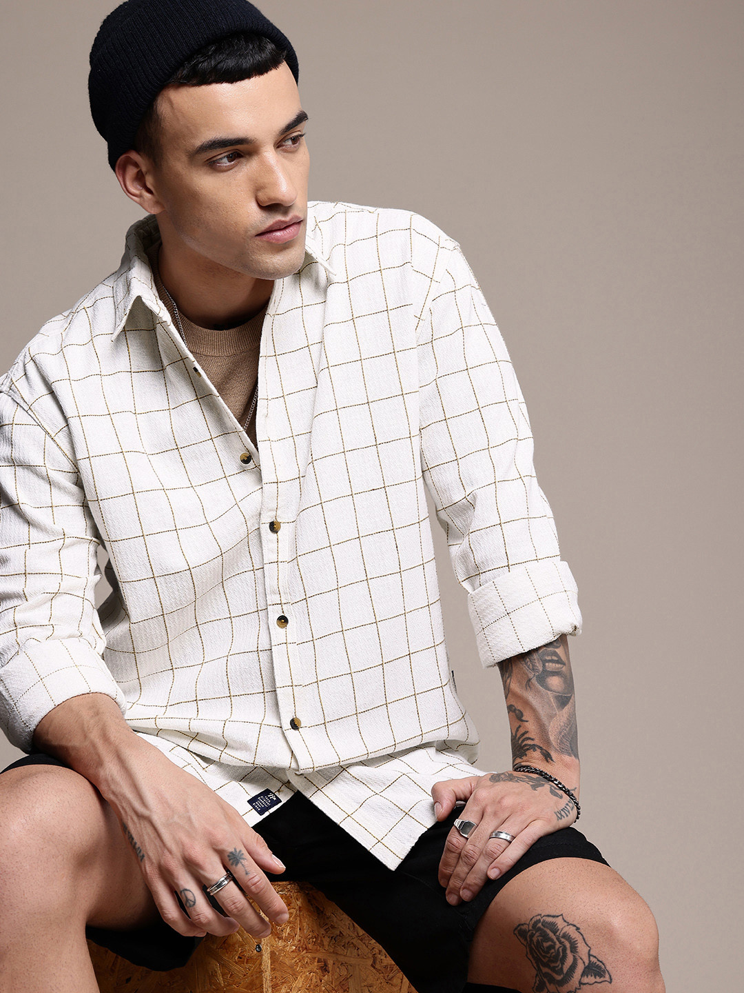 Roadster Men Windowpane Checked Casual Shirt