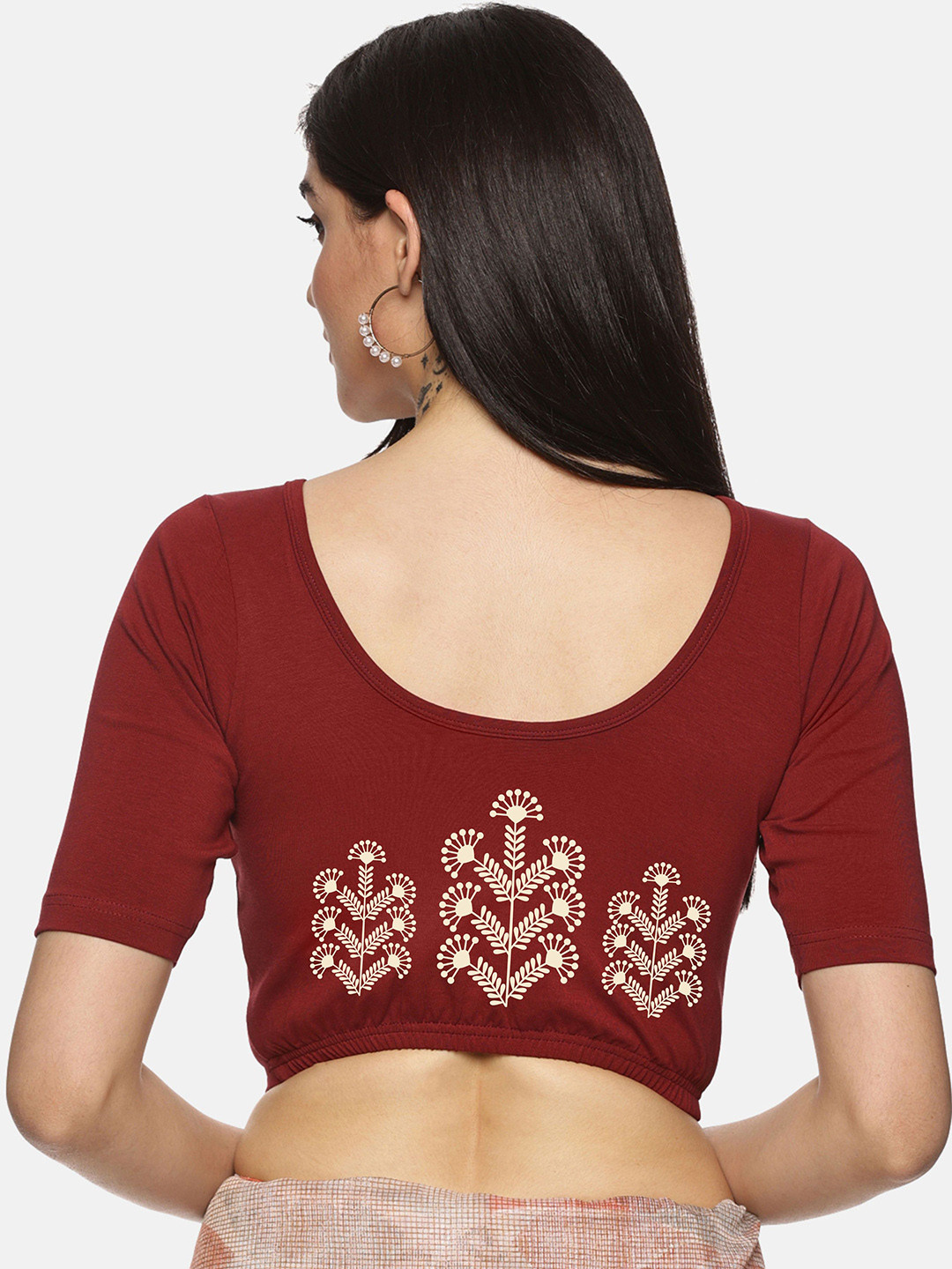NOT YET by us Back Printed Stretchable Saree Blouse