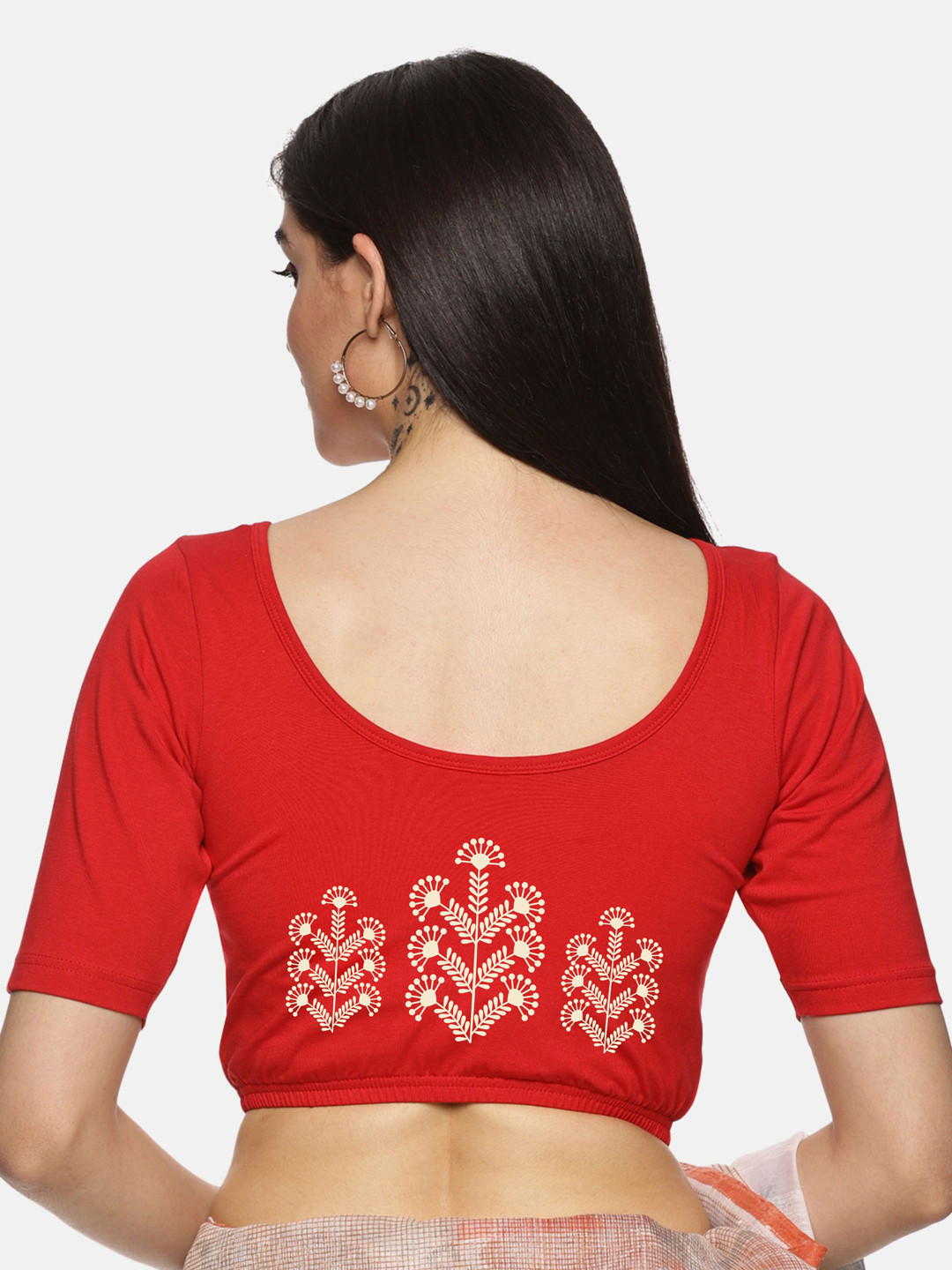 NOT YET by us Printed Short Sleeve Saree Blouse