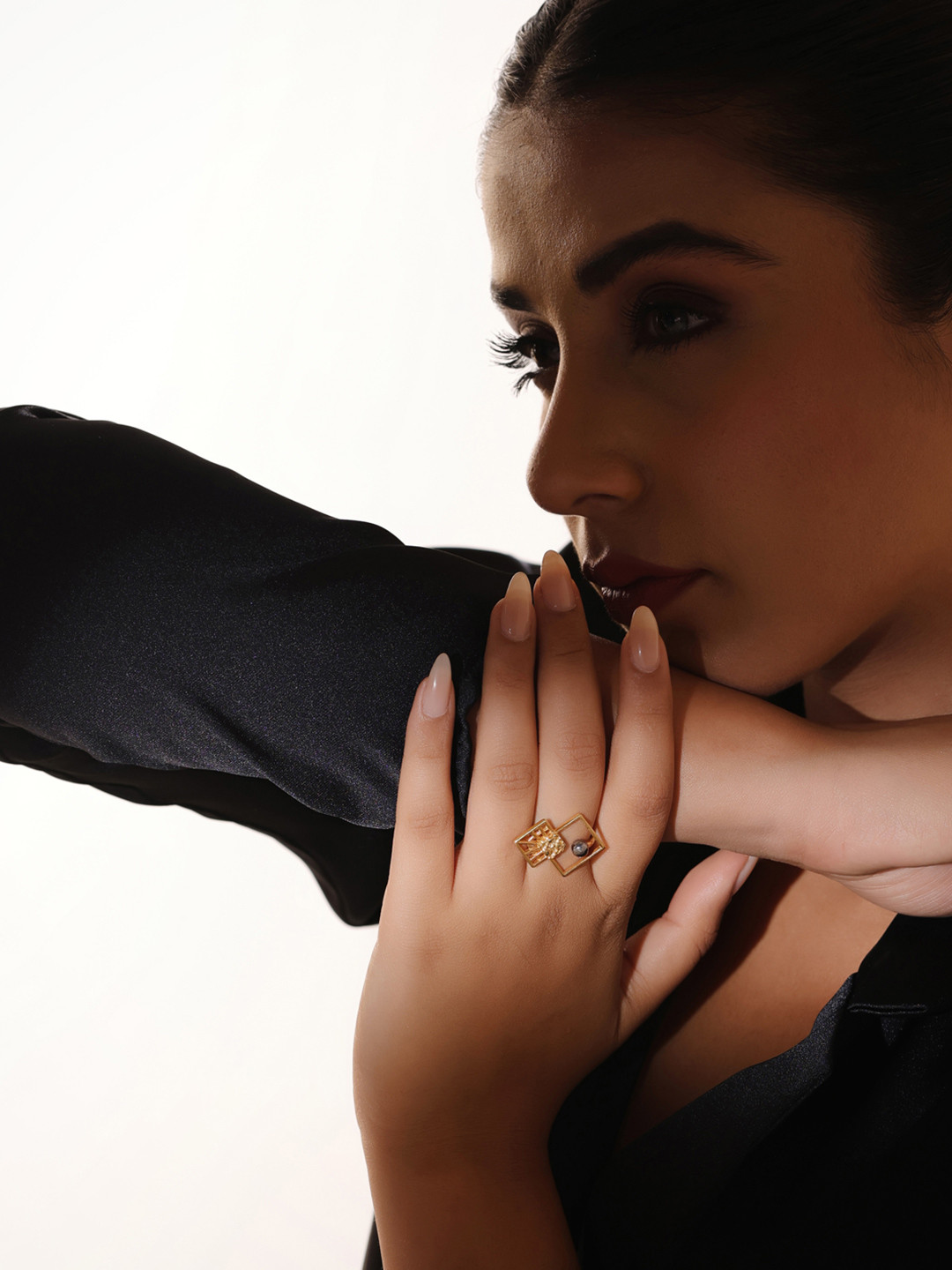 925 Sterling Silver Dual Tone Finger Ring For Women