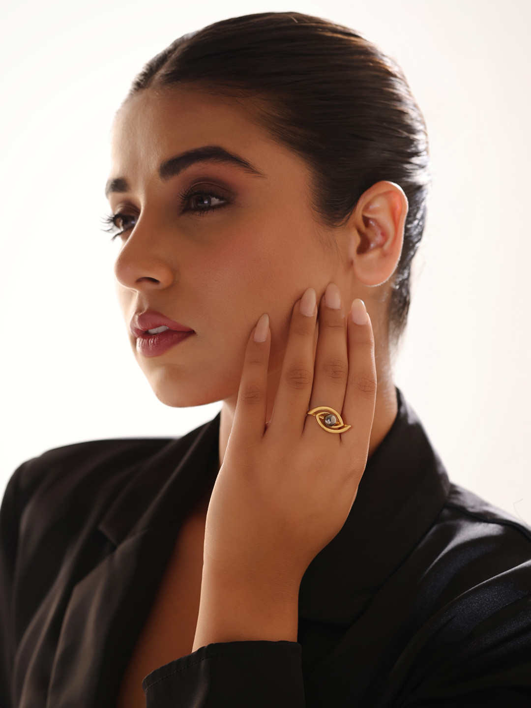 Kicky And Perky 925 Sterling Silver Dual Tone Evil Eye Finger Ring