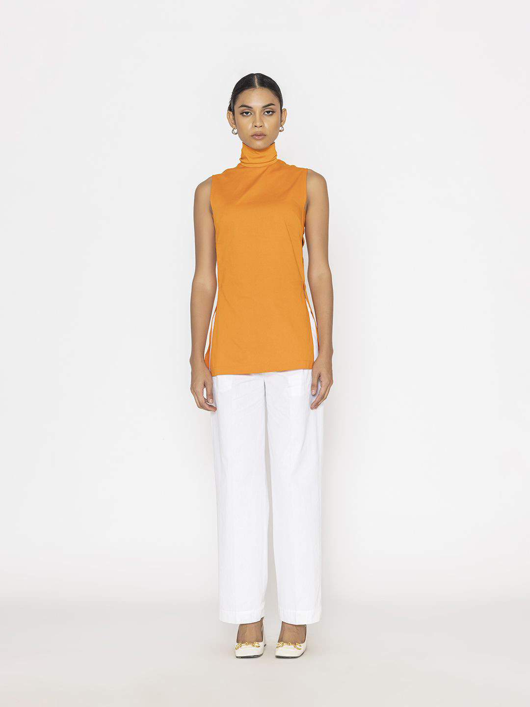 Contemponari Solstice High Neck Sleeveless Cotton Tunic