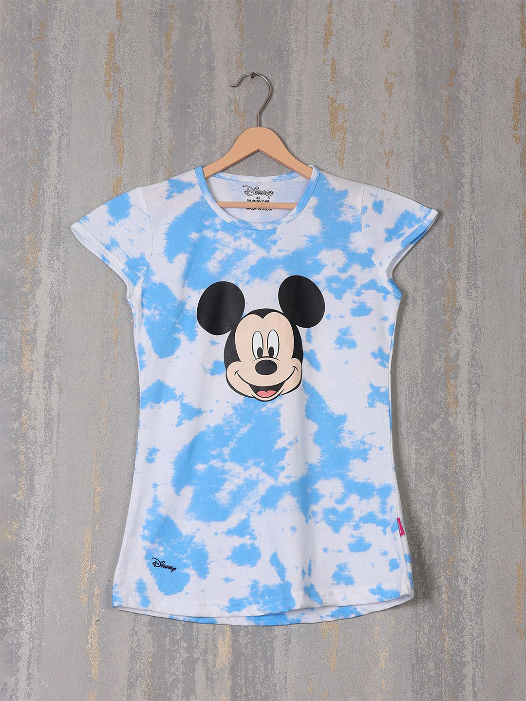 CHUNMUN Girls Round Neck Tie and Dye Printed Top