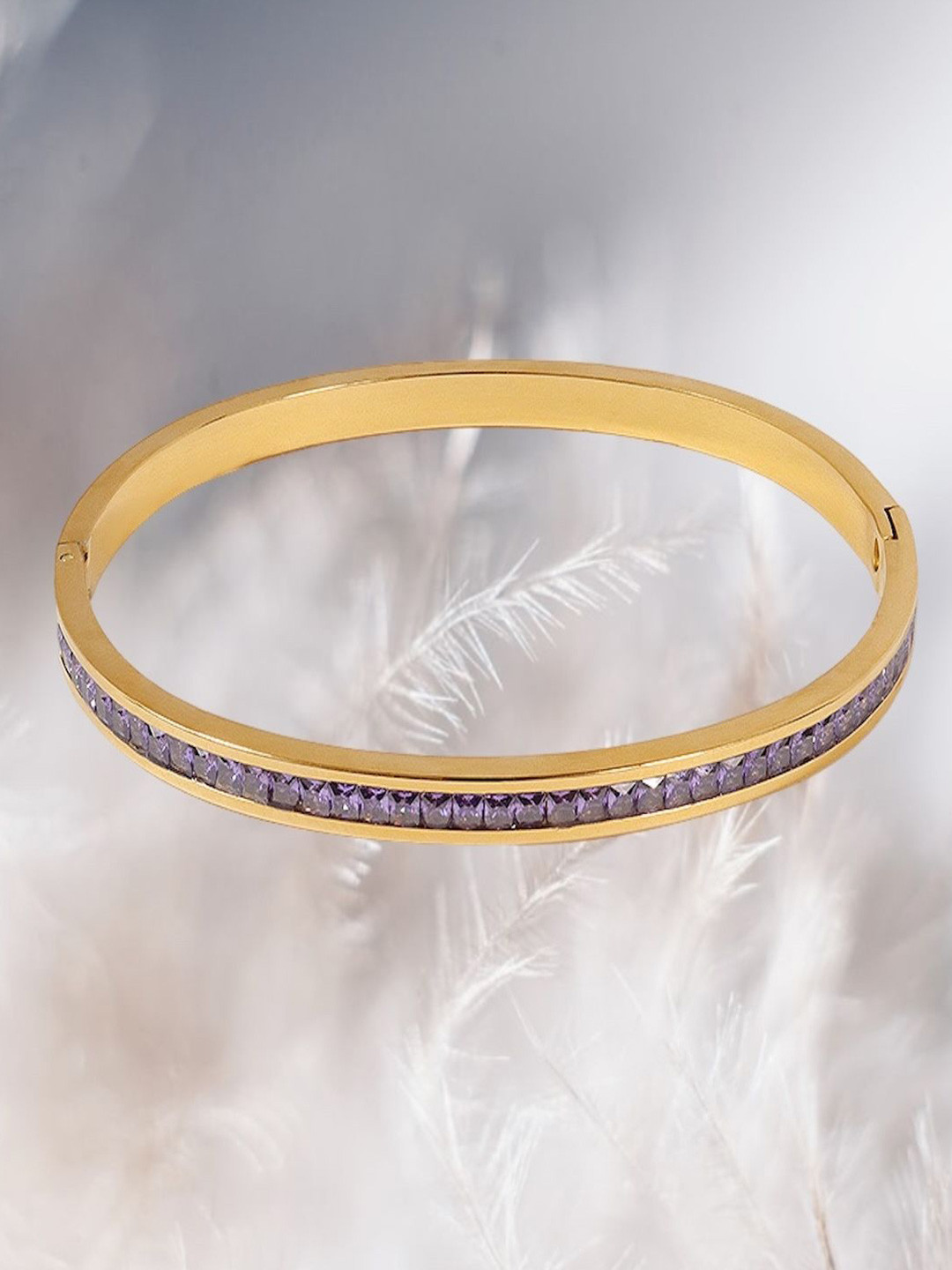 AQUASTREET Zircon 18K Gold-Plated Cuff Bracelet