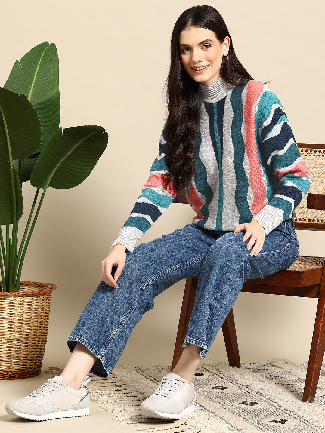 Mast & Harbour Pure Acrylic Patterned Pullover