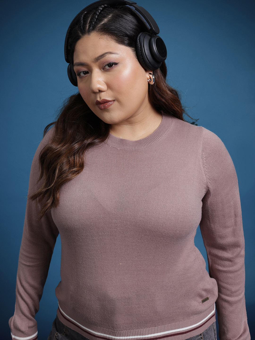 The Roadster Life Co. Plus Size Round Neck Acrylic Pullover