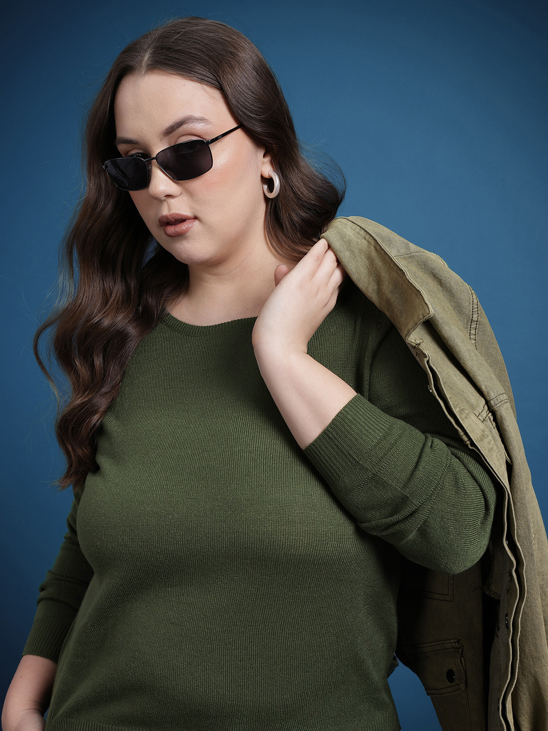 The Roadster Life Co. Plus Size Military Inspired Acrylic Pullover