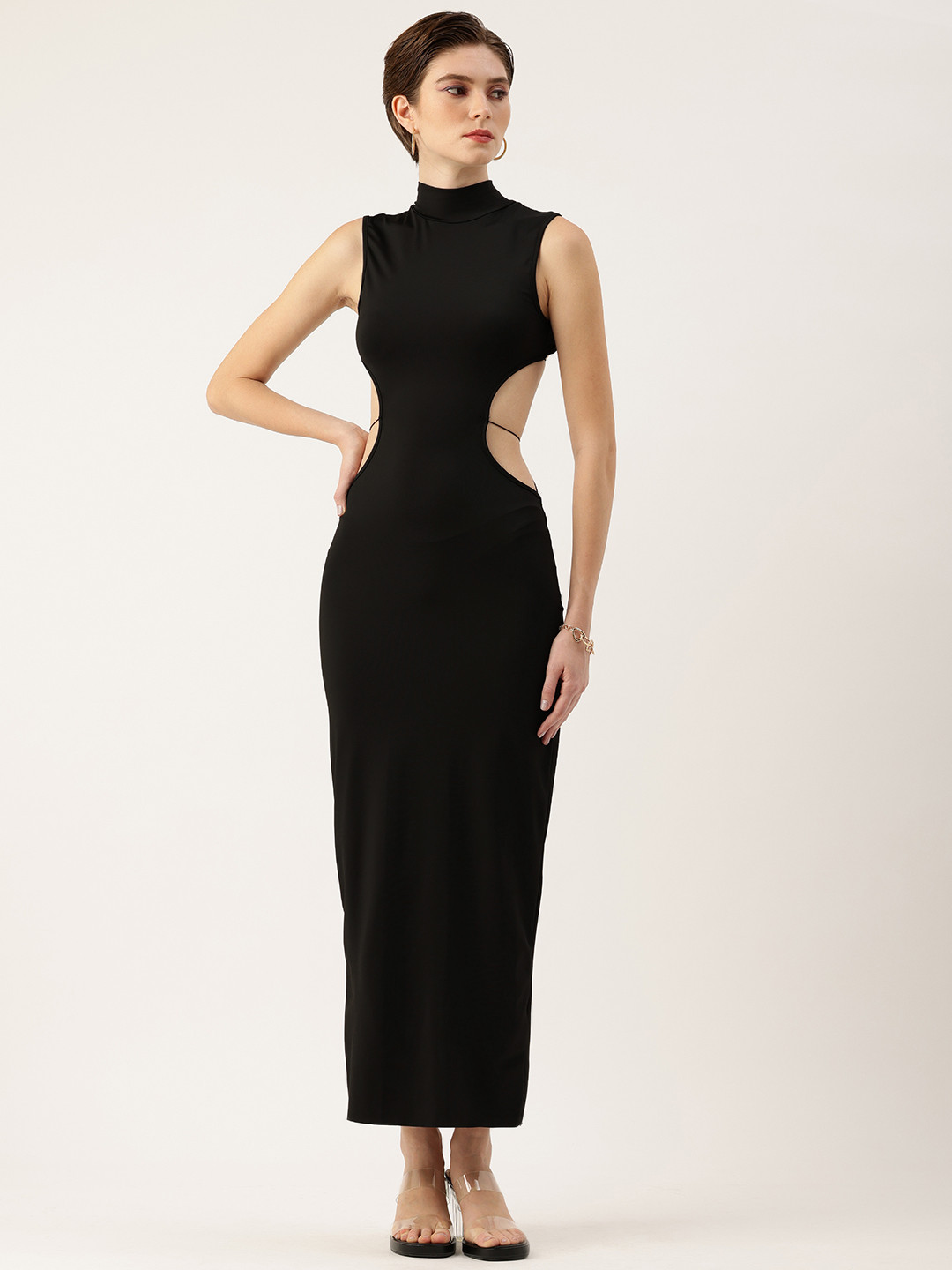 bebe Styled Back Bodycon Maxi Party Dress With Back Slit