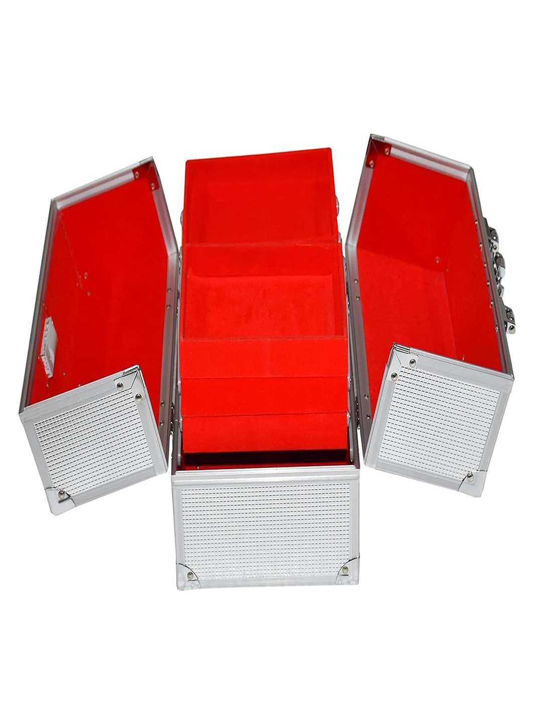 COSMO HUB Silver-Toned & Rd Regular Makeup Organiser