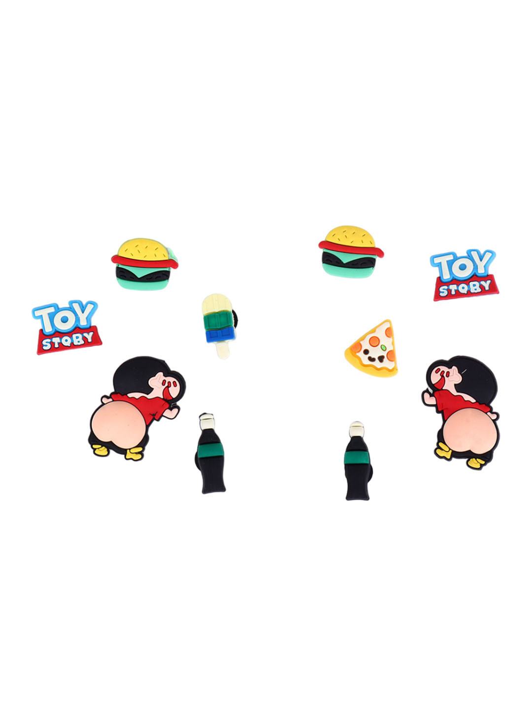 CASSIEY Coffee Brown Set Of 10 Shinchan Clogs Shoes Plastic Jibbitz