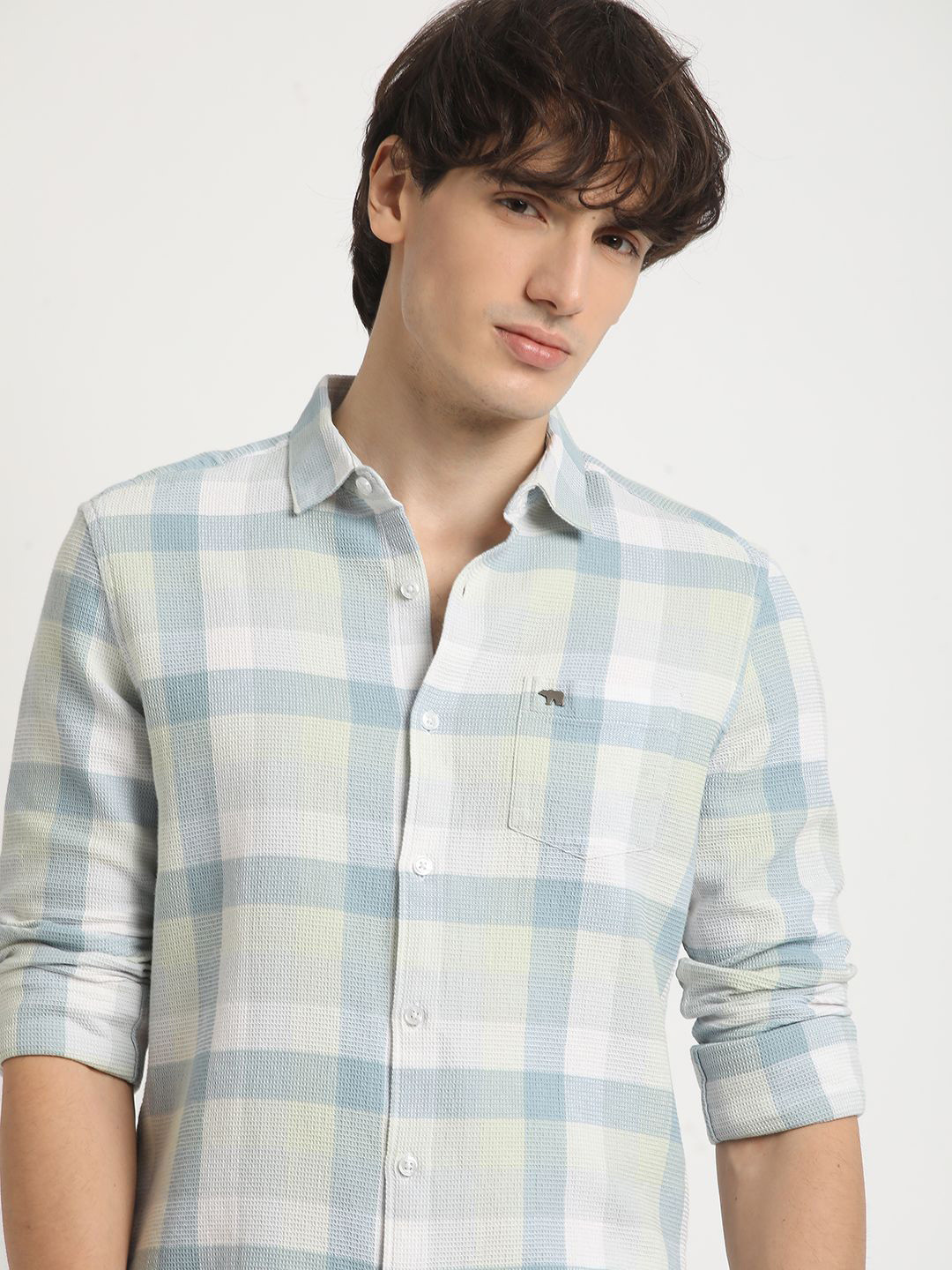 THE BEAR HOUSE Men's Checked Slim Fit Casual Shit