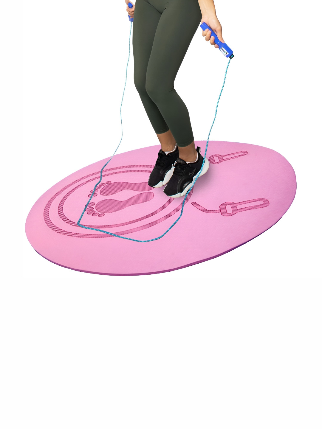 Aura Pink Printed Round Anti-Skid Skipping Yoga Mat