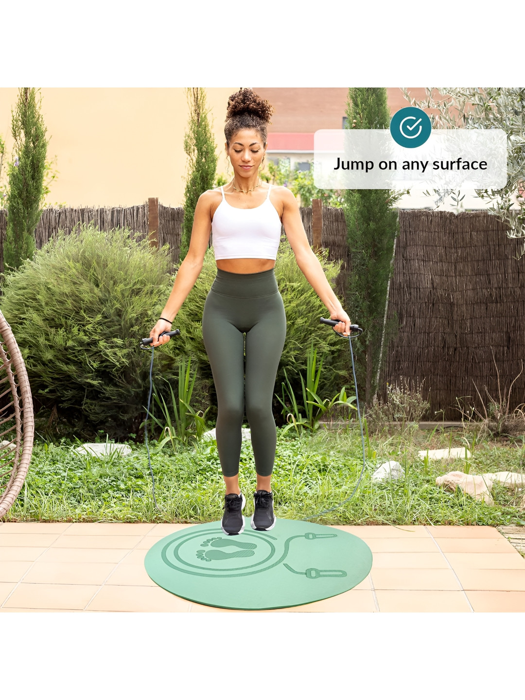 Aura Sea Green Printed Round Shaped Anti-Skid Yoga Mat