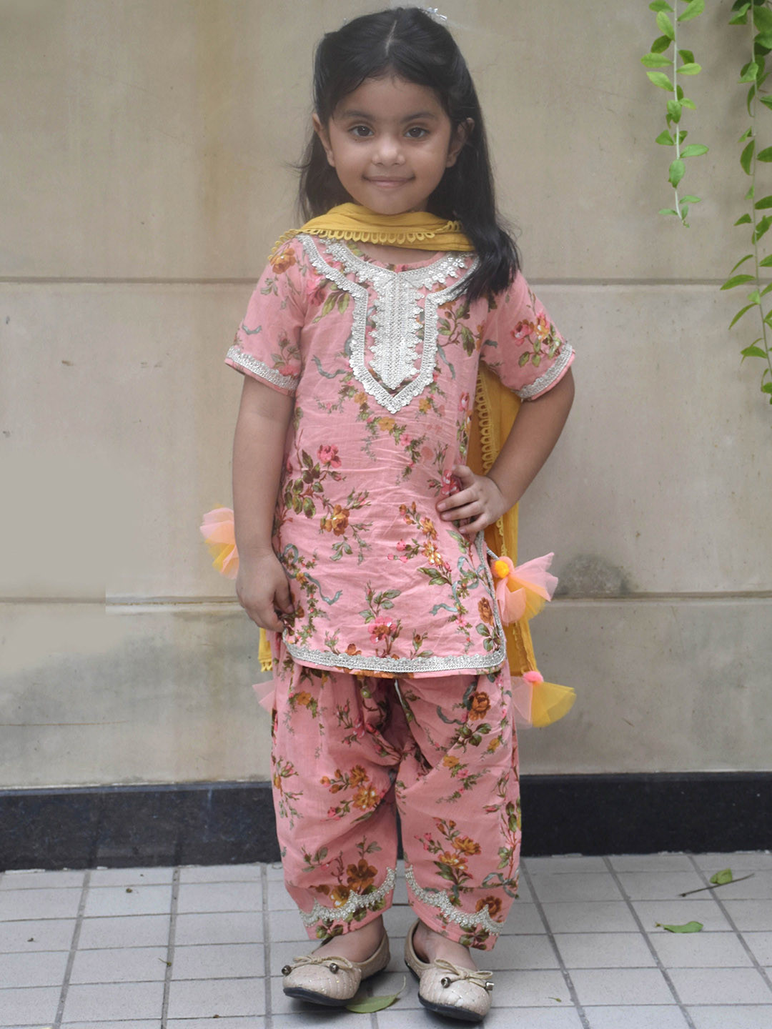 Fayon Kids Boys Printed Pure Cotton Kurta And Salwar With Dupatta