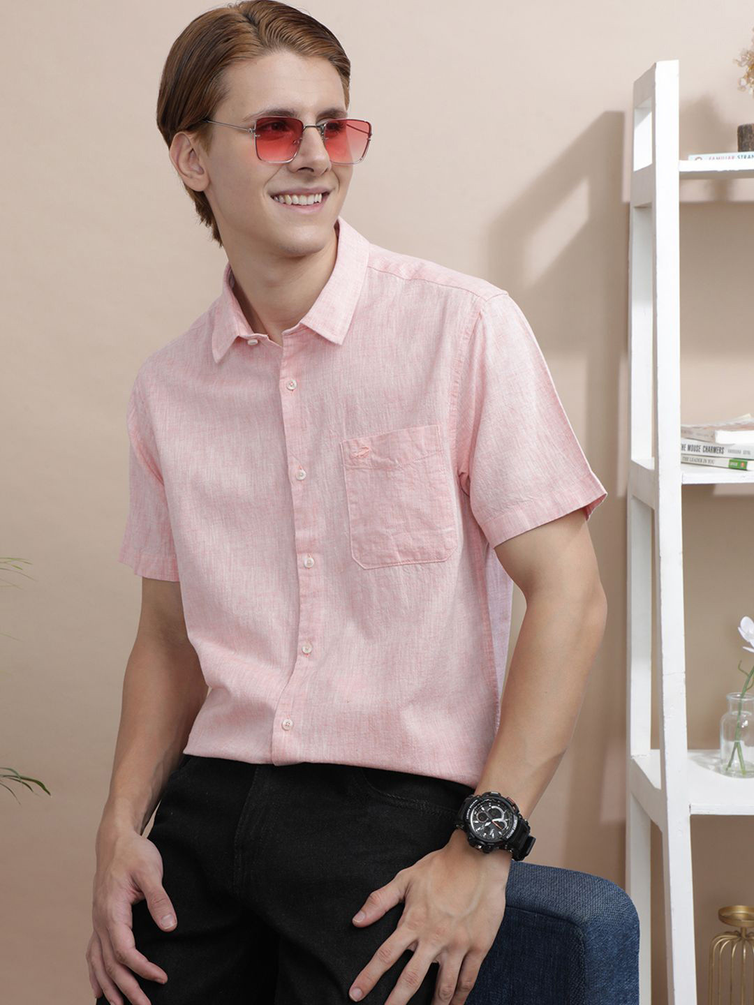Crocodile Signature Comfort Spread Collar Short Sleeves Cotton Casual Shirt