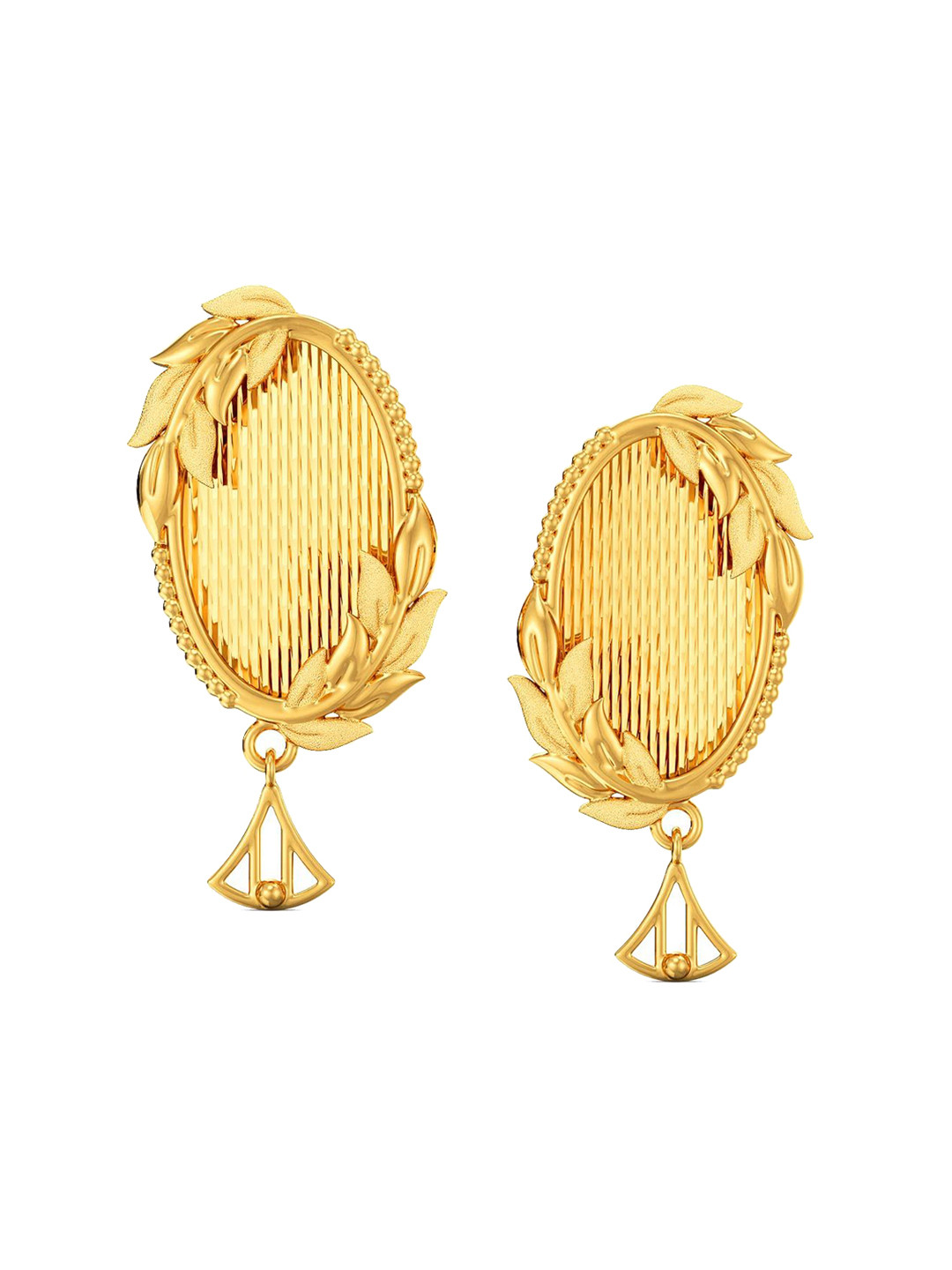 Joyalukkas 22KT BIS Hallmark Gold Leaf Drop Stud Earrings 3.75 gm