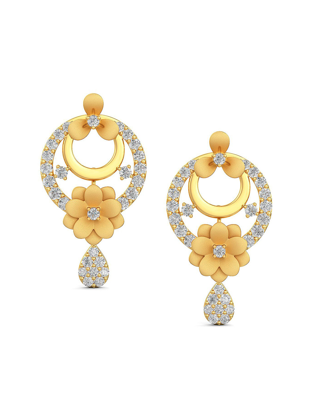 Joyalukkas Girls 22KT Gold Gemstone Drop Studded Earrings-5.158gm