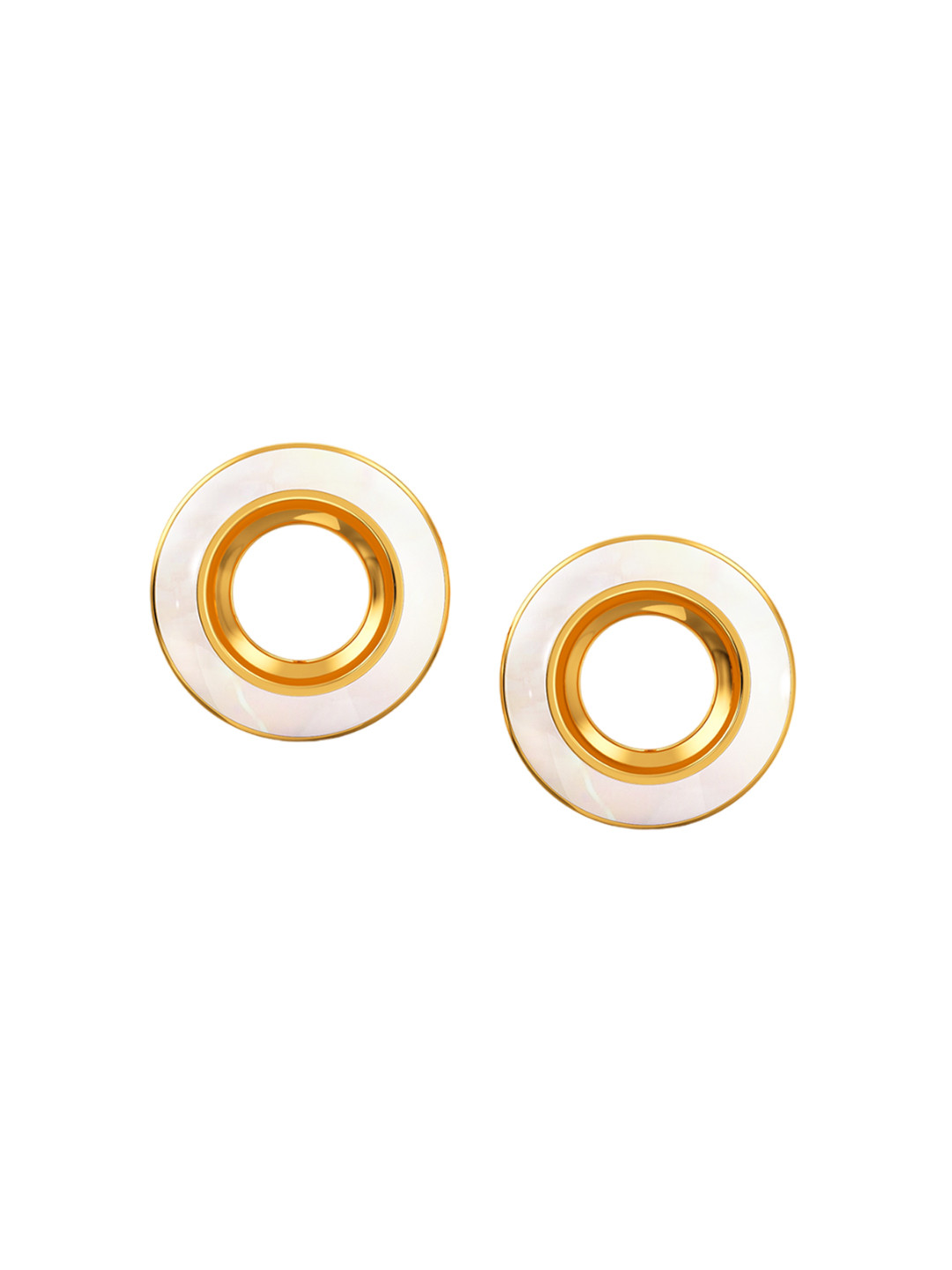 Joyalukkas White glowing 18KT Gold Stud Earrings-4.66 gm