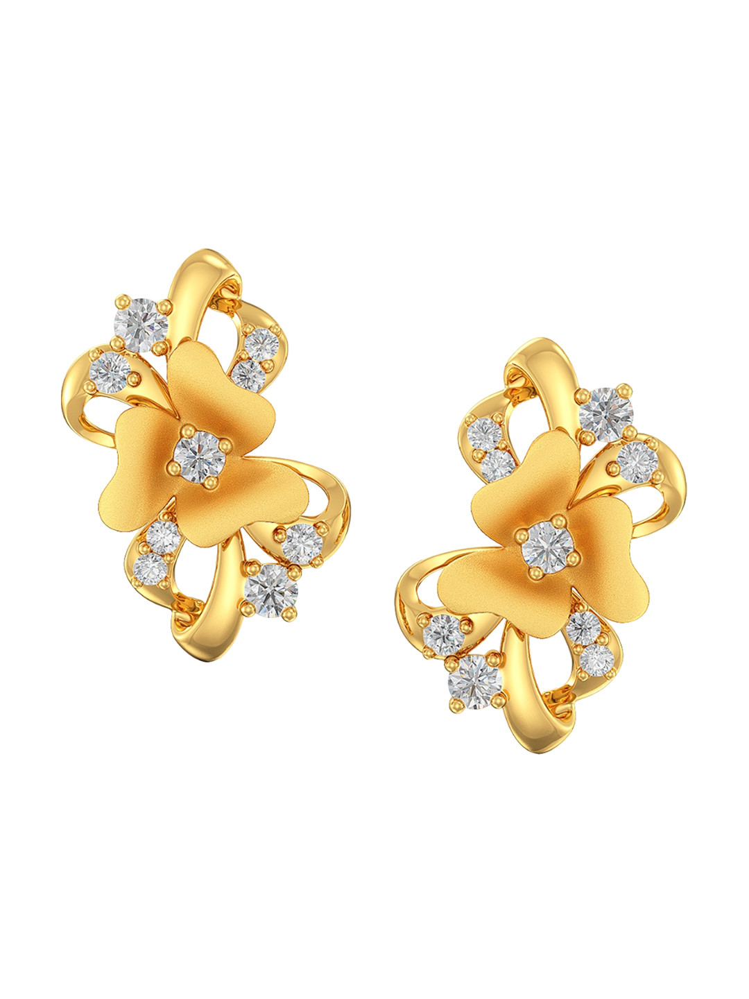 Joyalukkas Girls 22KT Gold Gem Stone Stud Earrings-2.914g