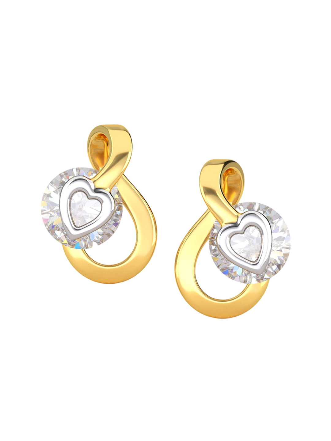 Joyalukkas Girls 22KT Gold Heart Gemstones Studded Earrings