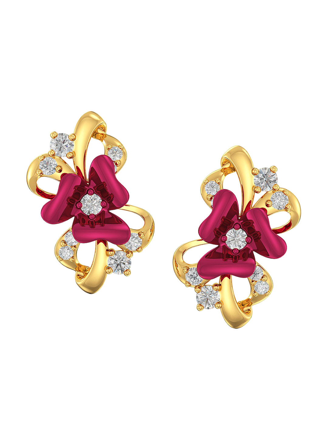 Joyalukkas Girls 22KT Gold Gemstones Studded Earrings-2.983g